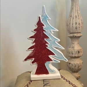Glittery Red and Blue Holiday Tree Decor